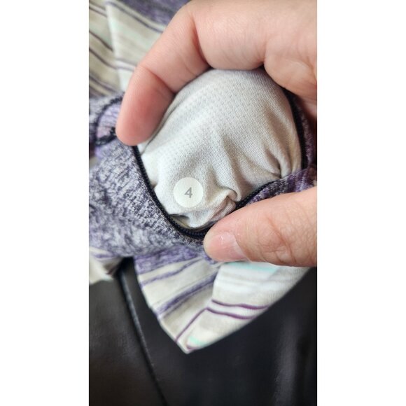 Lululemon Race Your Pace Long Sleeve Osaka Stripe Heathered Black Grape size 4 - Picture 7 of 7